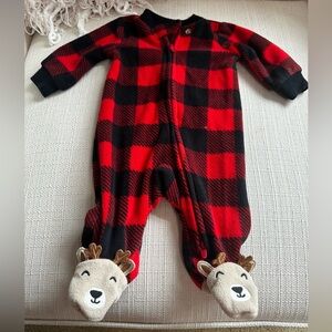 Footie flannel reindeer pjs
